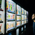 Image of person viewing different supermarket brands.