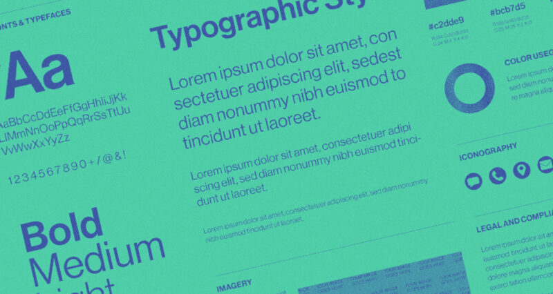 Image of an example style guide with placeholder content.